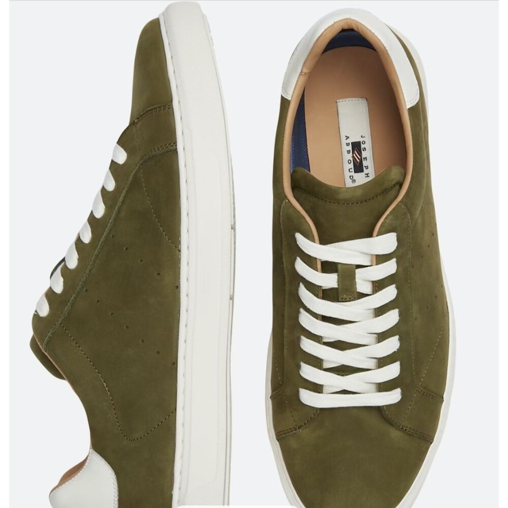 Joseph Abboud Savoy Suede Plain Toe Dress Sneakers - Olive - Size 7 D Width